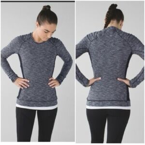Lululemon Athletica Women's Black Long Sleeve Top size 6 think fast pullover
